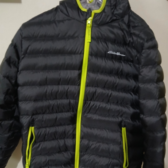 Eddie Bauer medium light black/lime green zip up coat size medium for( youth ). - Picture 2 of 11